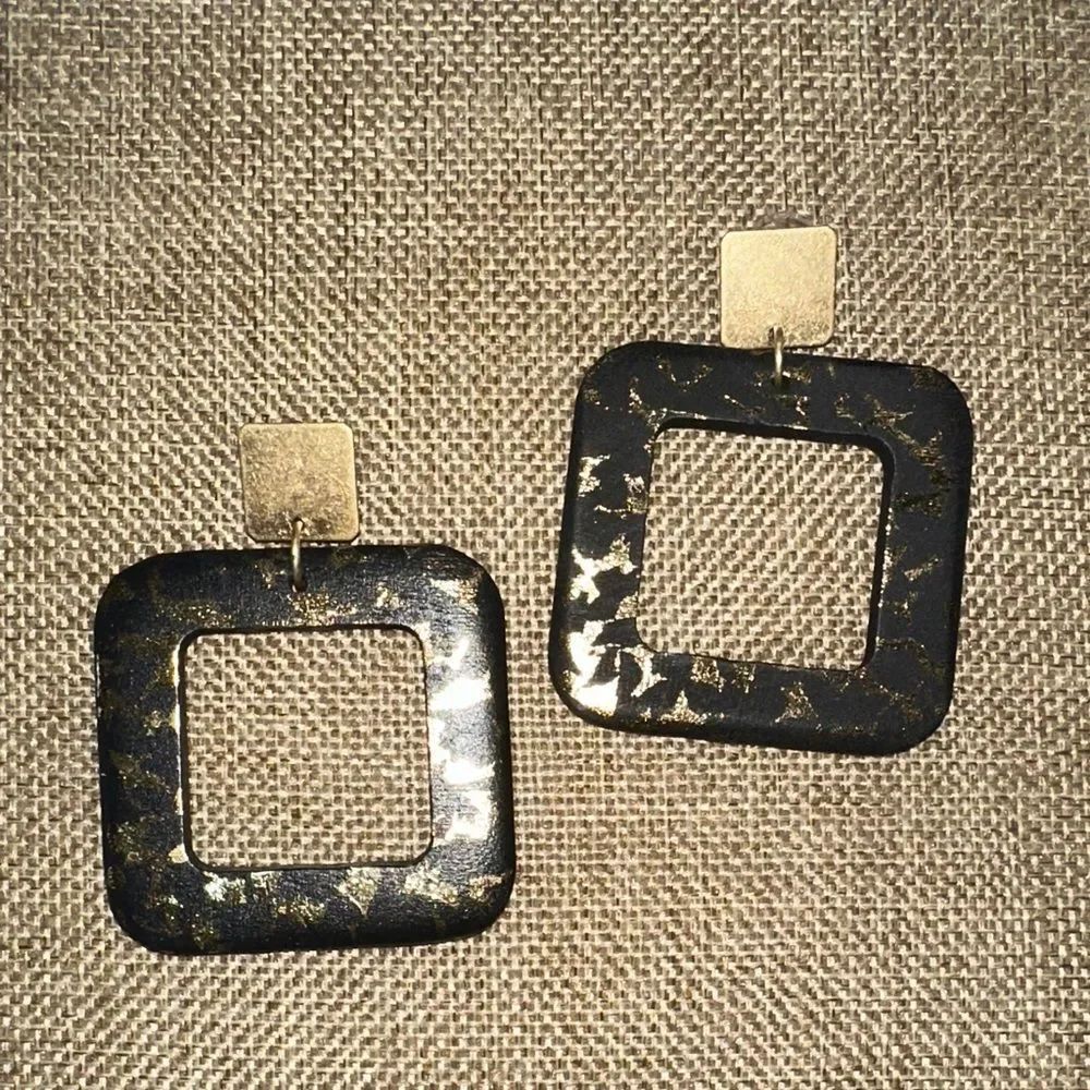 Plunder Black and Gold Geometric Earrings